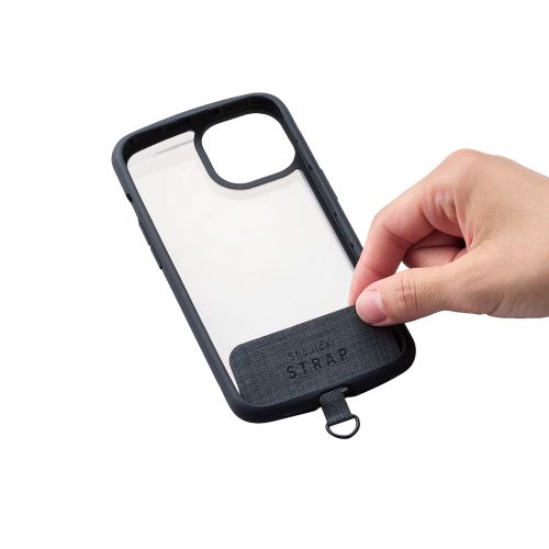 スマホショルダーストラップ/ストラップシート付属/ソフトレザータイプ/ダークグレー