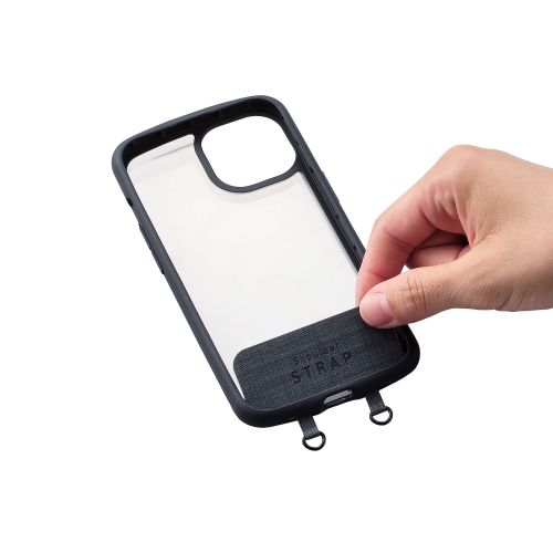 スマホショルダーストラップ/ストラップシート付属/ソフトレザータイプ/ダークグレー