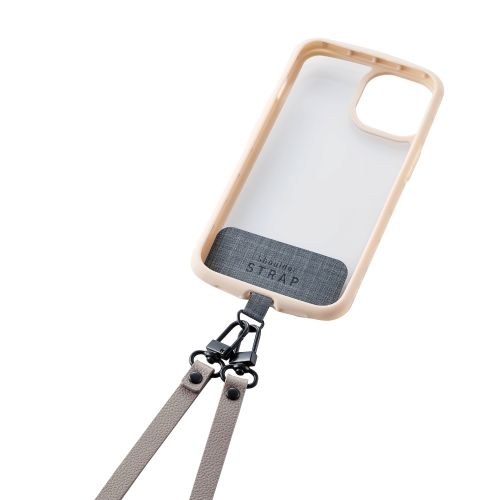 スマホショルダーストラップ/ストラップシート付属/ソフトレザータイプ/グレージュ