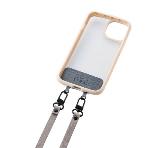 スマホショルダーストラップ/ストラップシート付属/ソフトレザータイプ/グレージュ