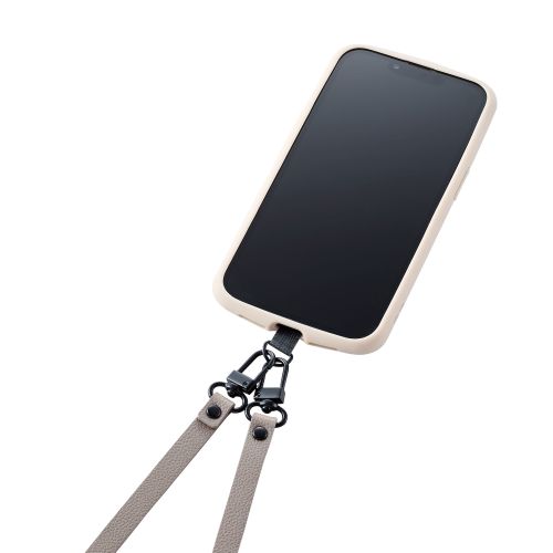 スマホショルダーストラップ/ストラップシート付属/ソフトレザータイプ/グレージュ