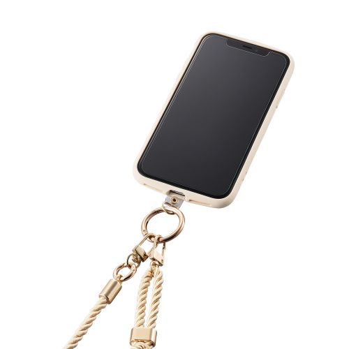 スマホショルダーストラップ/ストラップホールシート付属(1口タイプ×1枚/2口タイプ×1枚)/&Me/リングタイプ/ベージュ