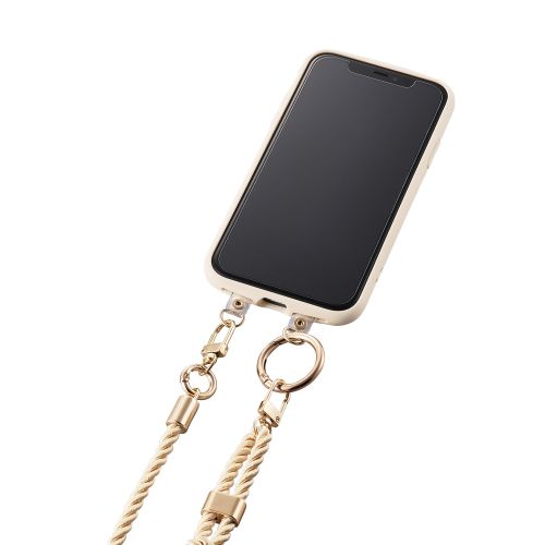 スマホショルダーストラップ/ストラップホールシート付属(1口タイプ×1枚/2口タイプ×1枚)/&Me/リングタイプ/ベージュ