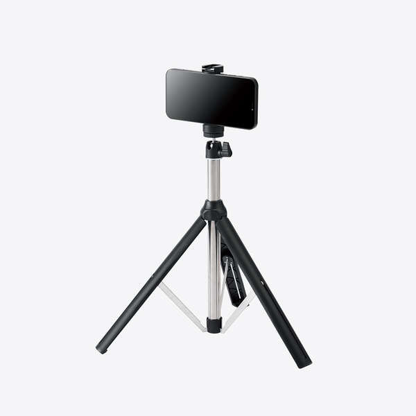 スマートフォン用三脚/ロングタイプ/最大1600mm/アクセサリーシュー付/ブラック
