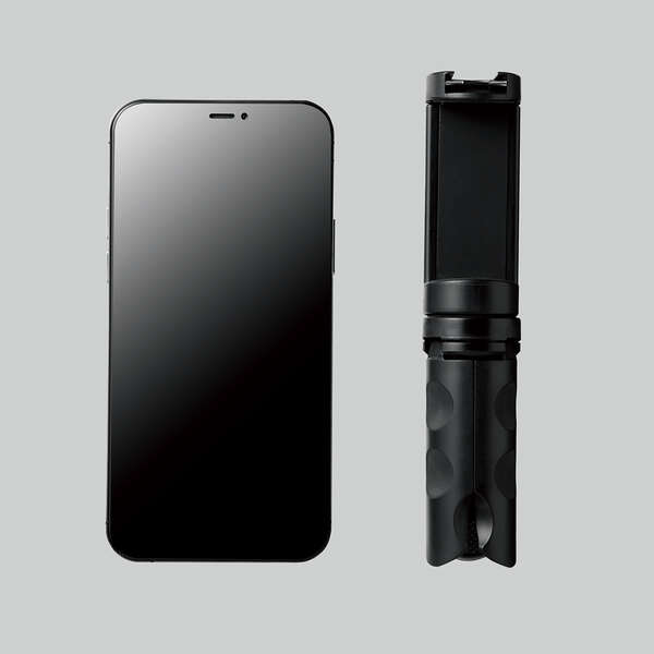 スマートフォン用三脚/自撮り棒/2way/コンパクト/アクセサリーシュー付/ブラック