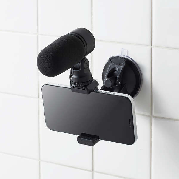 スマートフォン用ホルダー/吸盤固定タイプ/アクセサリーシュー付/ブラック