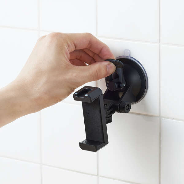 スマートフォン用ホルダー/吸盤固定タイプ/アクセサリーシュー付/ブラック