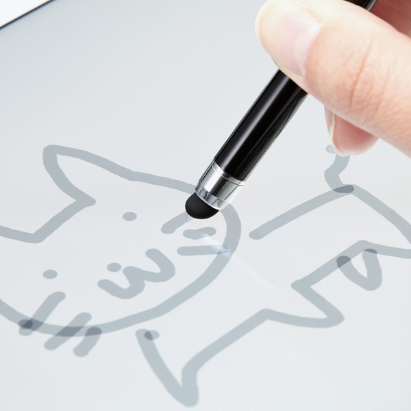 タッチペン/スマホ・タブレット用/抗菌/シリコンタイプ/ブラック