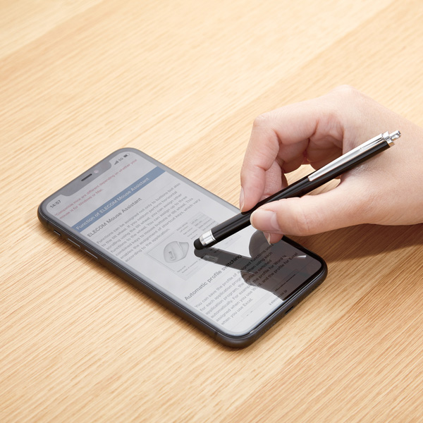 タッチペン/スマホ・タブレット用/抗菌/シリコンタイプ/ブラック