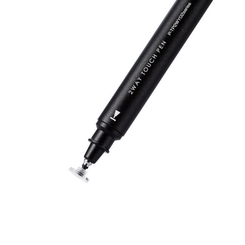 スマートフォン・タブレット用タッチペン/2WAY/超感度タイプ/ディスクタイプ/キャップ2個付き/ブラック