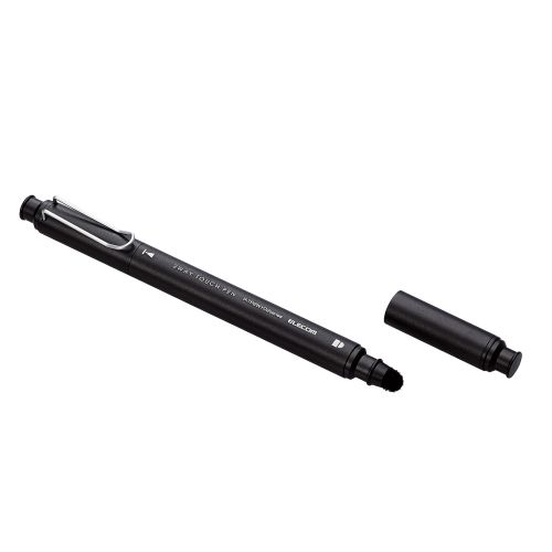 スマートフォン・タブレット用タッチペン/2WAY/超感度タイプ/ディスクタイプ/キャップ2個付き/ブラック