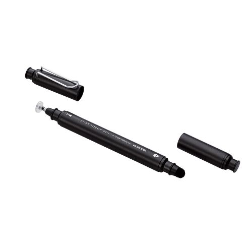 スマートフォン・タブレット用タッチペン/2WAY/超感度タイプ/ディスクタイプ/キャップ2個付き/ブラック