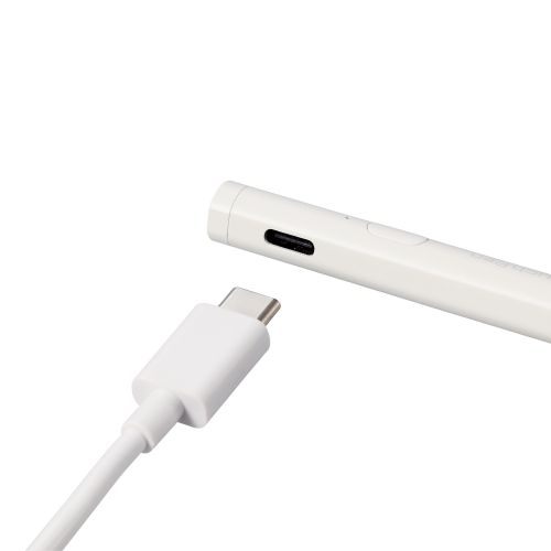 タッチペン/スタイラス/リチウム充電式/汎用/磁気吸着/USB-C充電/ペン先交換可能/ペン先付属なし/ホワイト