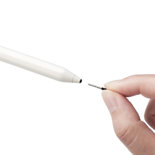 タッチペン/スタイラス/リチウム充電式/汎用/磁気吸着/USB-C充電/ペン先交換可能/ペン先付属なし/ホワイト