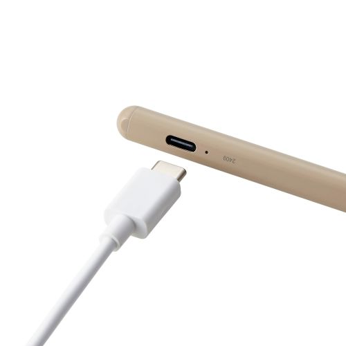 タッチペン/スタイラス/リチウム充電式/汎用/USB-C充電/ペン先交換可能/ペン先付属なし/&me/グレージュ
