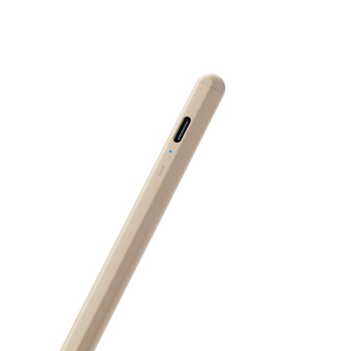 タッチペン/スタイラス/リチウム充電式/汎用/USB-C充電/ペン先交換可能/ペン先付属なし/&me/グレージュ