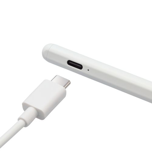 タッチペン/スタイラス/リチウム充電式/汎用/USB-C充電/ペン先交換可能/ペン先付属なし/ホワイト