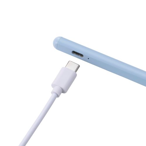タッチペン/スタイラス/リチウム充電式/汎用/磁気吸着/USB-C充電/急速充電/ペン先交換可能/ペン先付属/ブルー