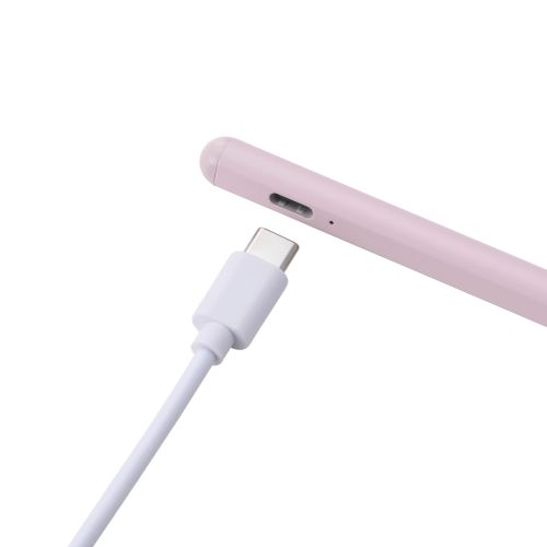 タッチペン/スタイラス/リチウム充電式/汎用/磁気吸着/USB-C充電/急速充電/ペン先交換可能/ペン先付属/ピンク