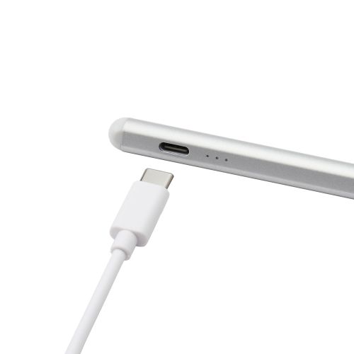 タッチペン/充電式/iPad専用/パームリジェクション対応/傾き検知/磁気吸着/USB-C充電/急速充電/ペン先交換可能/シルバー