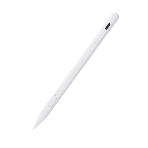 タッチペン/充電式/iPad専用/ショートカットボタン/パームリジェクション/傾き検知/磁気吸着/USB-C充電/急速充電/交換ペン先/ホワイト
