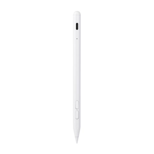 タッチペン/充電式/iPad専用/ショートカットボタン/パームリジェクション/傾き検知/磁気吸着/USB-C充電/急速充電/交換ペン先/ホワイト