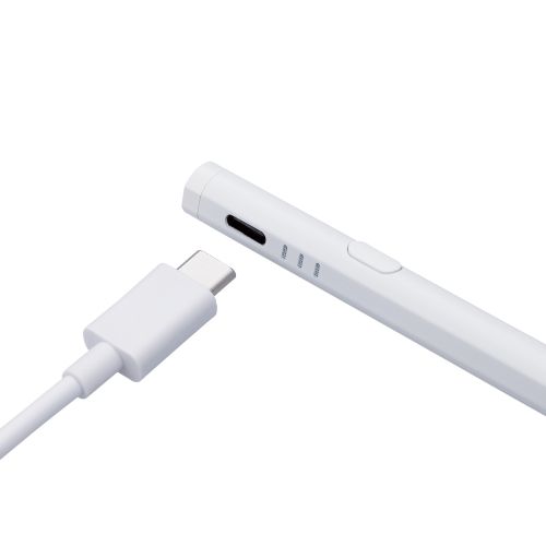 タッチペン/スタイラス/充電式/iPadモード・汎用モード切替/パームリジェクション対応/磁気吸着/USB-C充電/ペン先交換可能/ホワイト