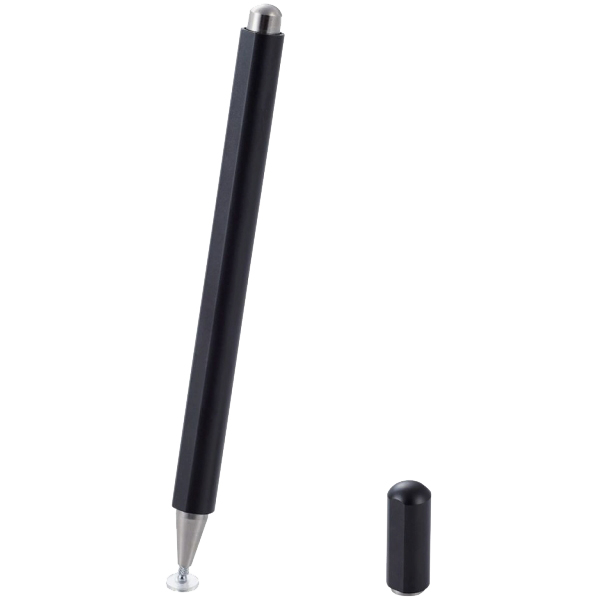タッチペン/スマホ・タブレット用/ディスクタイプ/超感度/磁気吸着/マグネットキャップ/ブラック