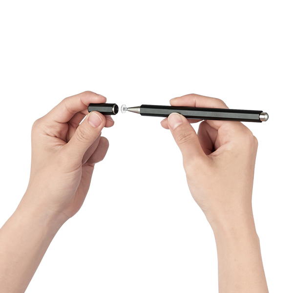 タッチペン/スマホ・タブレット用/ディスクタイプ/超感度/磁気吸着/マグネットキャップ/ブラック