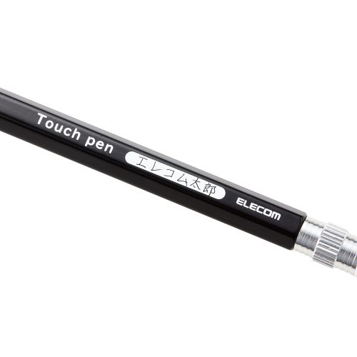 スマートフォン・タブレット用タッチペン/六角鉛筆型/ストラップホール付き/超感度タイプ/ペン先交換可能/ブラック