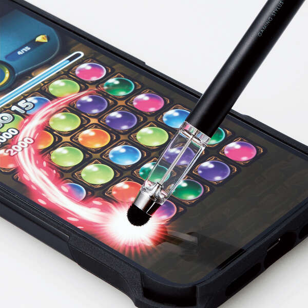 タッチペン/スマートフォン・タブレット用/超感度タイプ/パズルゲーム専用/ブラック