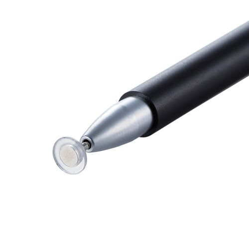 スマートフォン・タブレット用スリムタッチペン/ディスクタイプ/マグネットキャップ付き/ブラック