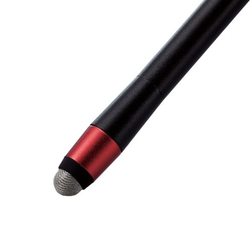 スマートフォン・タブレット用タッチペン/2WAYタイプ/指示棒一体型/導線繊維タイプ/ブラック