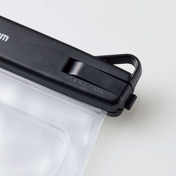 スマートフォン用防水ケース/IPX8/ショルダーストラップ付属/マチ付きタイプ/ブラック