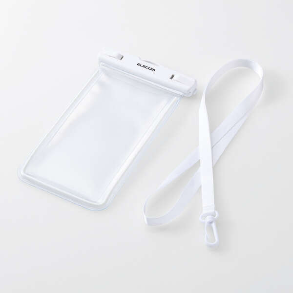 スマートフォン用防水ケース/IPX8/ショルダーストラップ付属/蓄光タイプ/ホワイト