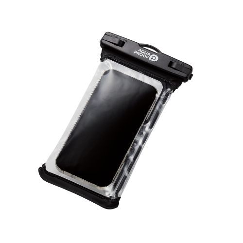 スマートフォン用防水ケース/IPX8/ネックストラップ付属/立体構造/ブラック