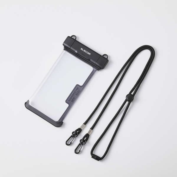 スマートフォン用防水ケース/IP68/立体構造/ワンタッチロック/ブラック