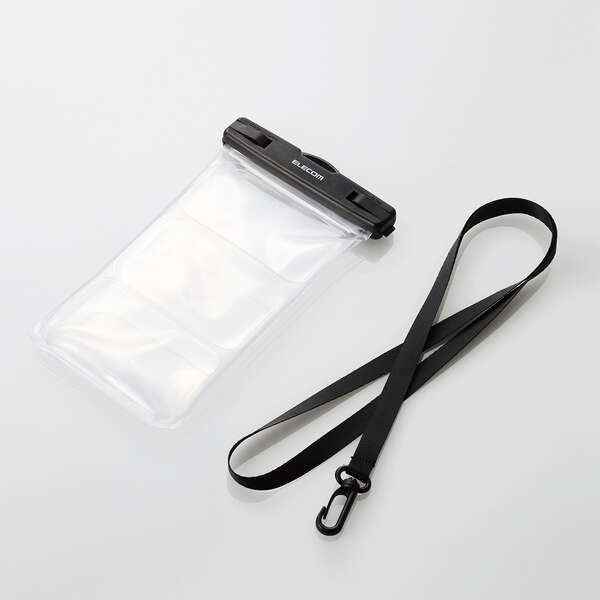 スマートフォン用防水ケース/IPX8/ショルダーストラップ付属/水中スマホ操作対応タイプ/ブラック