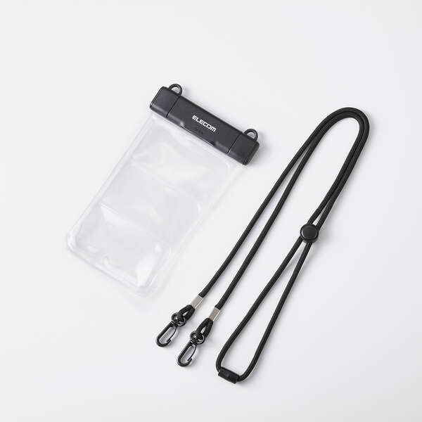 スマートフォン用防水ケース/IP68/水中スマホ操作対応タイプ/ワンタッチロック/ブラック