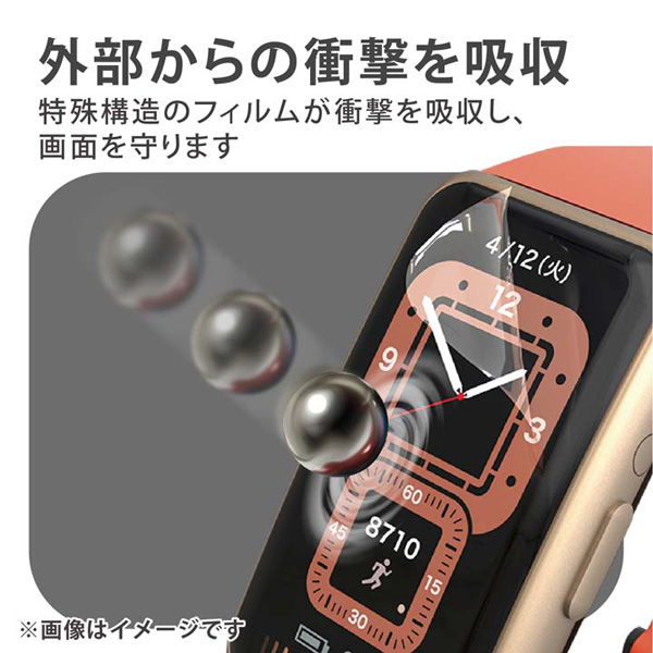 HUAWEI Band 7/Band 6用衝撃吸収フィルム/フルカバー/指紋防止/高透明