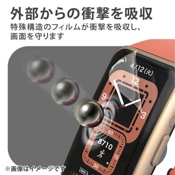 HUAWEI Band 7/Band 6用衝撃吸収フィルム/フルカバー/指紋防止/高透明/傷リペア