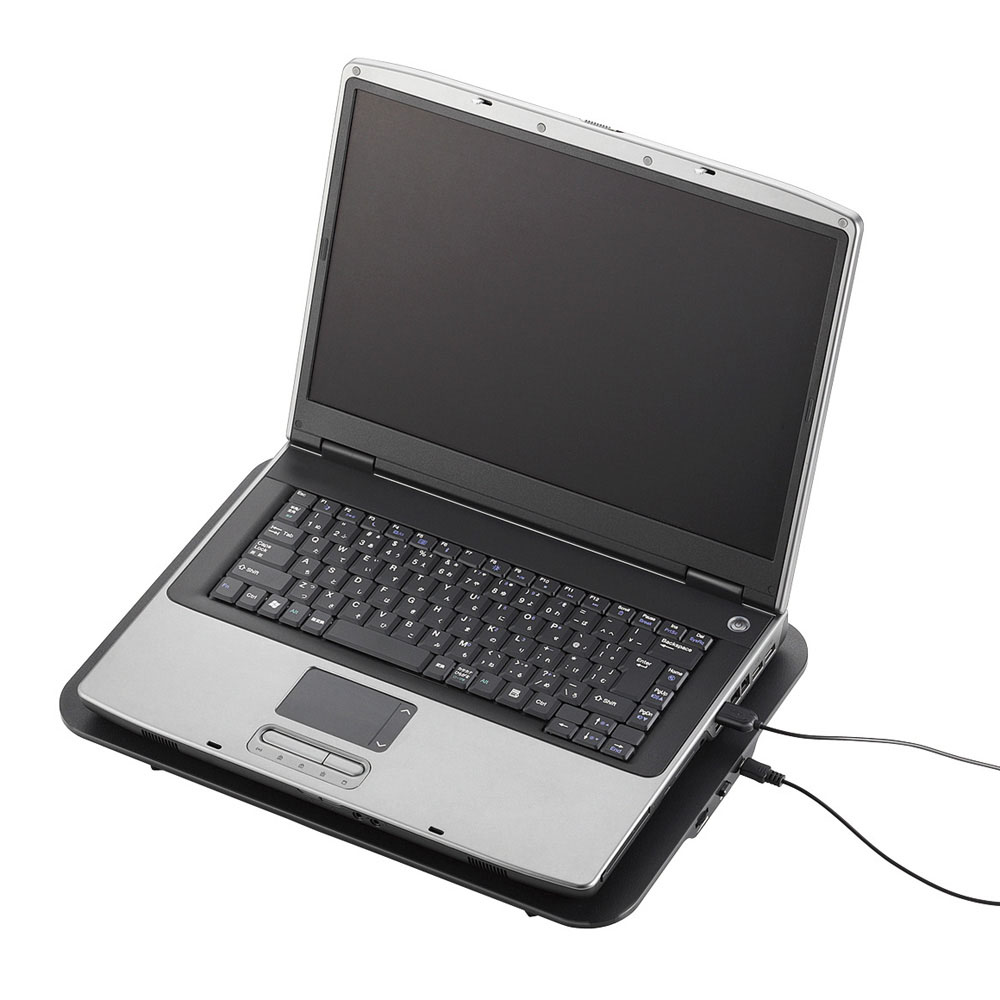 ノートPC用クーラー/置き台/大型ファン/15.4~17インチ対応/ブラック