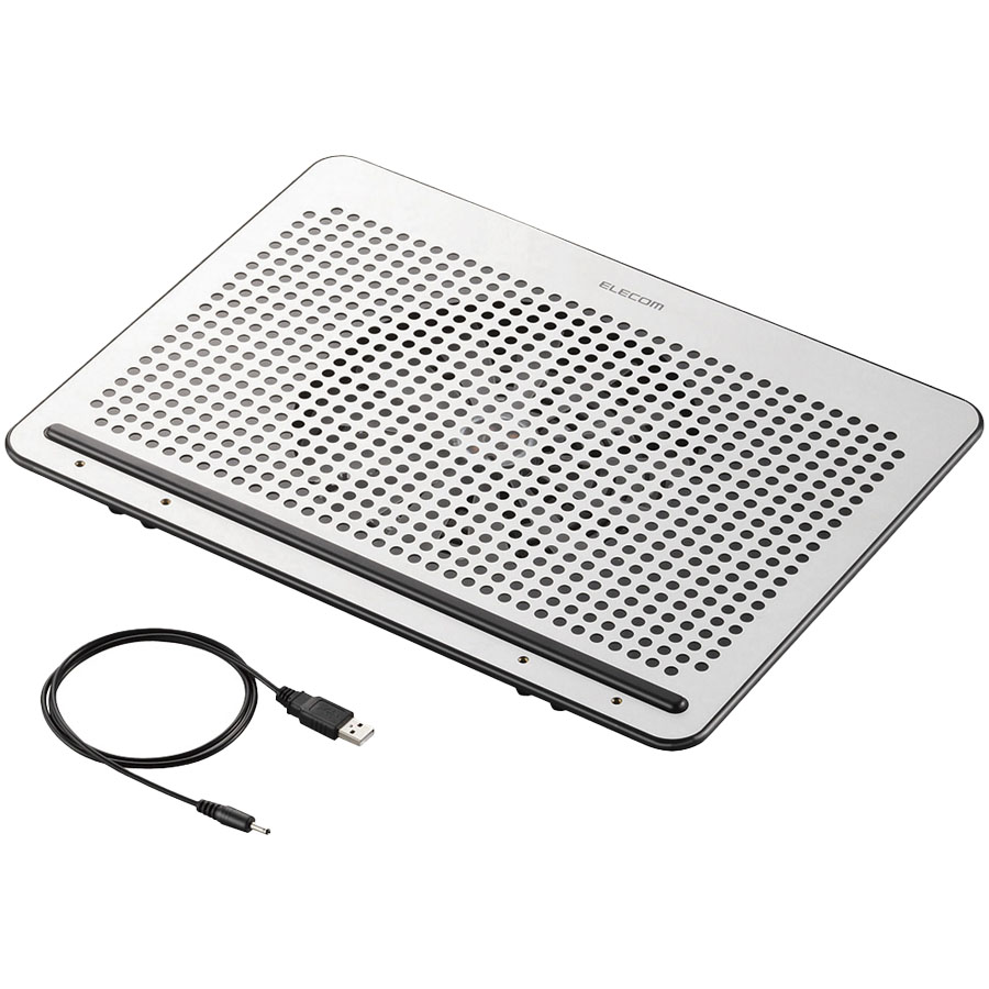 ノートPC用クーラー/角度可変置き台/アルミ/大型ファン/15.4～17インチ対応/シルバー