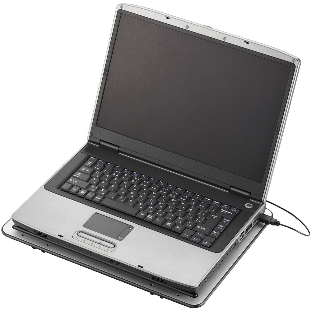ノートPC用クーラー/角度可変置き台/アルミ/大型ファン/15.4~17インチ対応/シルバー