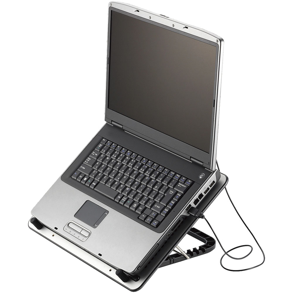 ノートPC用クーラー/角度可変置き台/アルミ/大型ファン/15.4~17インチ対応/シルバー