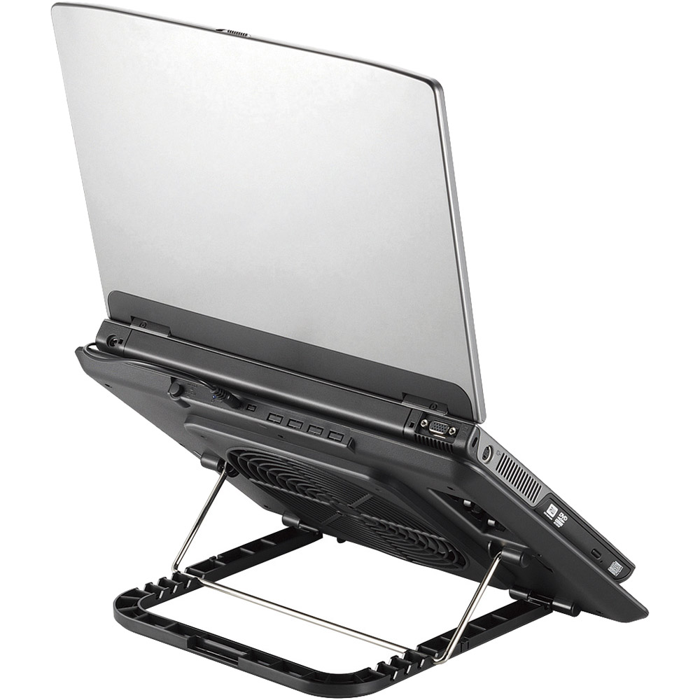 ノートPC用クーラー/角度可変置き台/アルミ/大型ファン/15.4~17インチ対応/シルバー