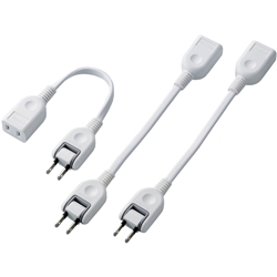 ACアダプタ用電源延長コード/2P/1個口/ホワイト/3本セット