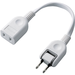 ACアダプタ用電源延長コード/2P/1個口/ホワイト