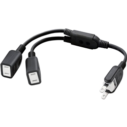 ACアダプタ用電源延長コード/2P/2個口/ブラック