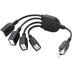 ACアダプタ用電源延長コード/2P/4個口/ブラック